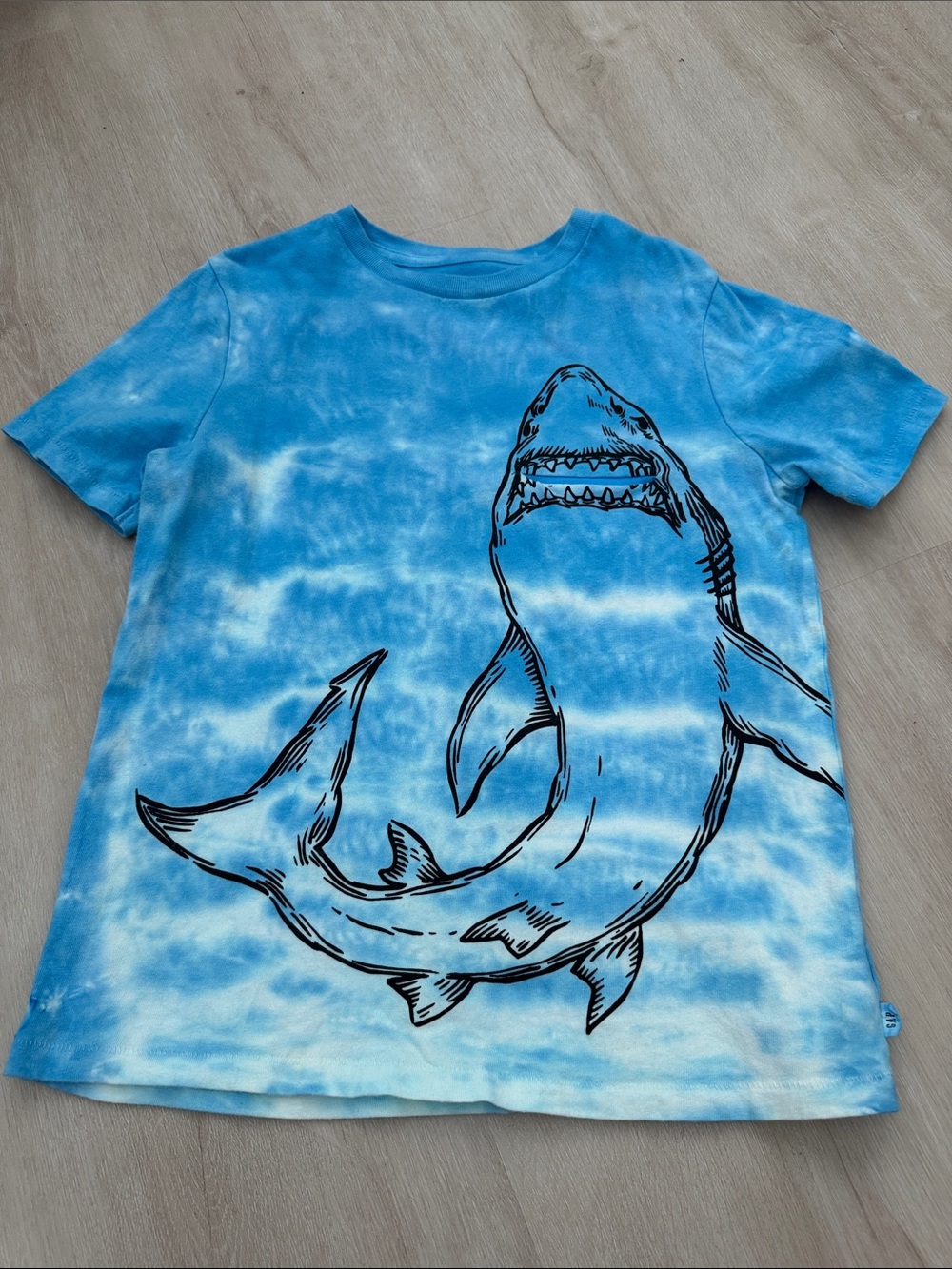 GAP Blue Tie-Dye Shark Graphic Tee